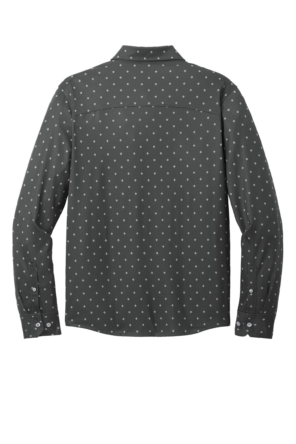 Mercer+Mettle MM1018 Mens Moisture Wicking Long Sleeve Button Down Shirt Anchor Grey Geo Diamond Flat Back