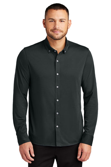 Mercer+Mettle MM1018 Mens Moisture Wicking Long Sleeve Button Down Shirt Anchor Grey Model Front
