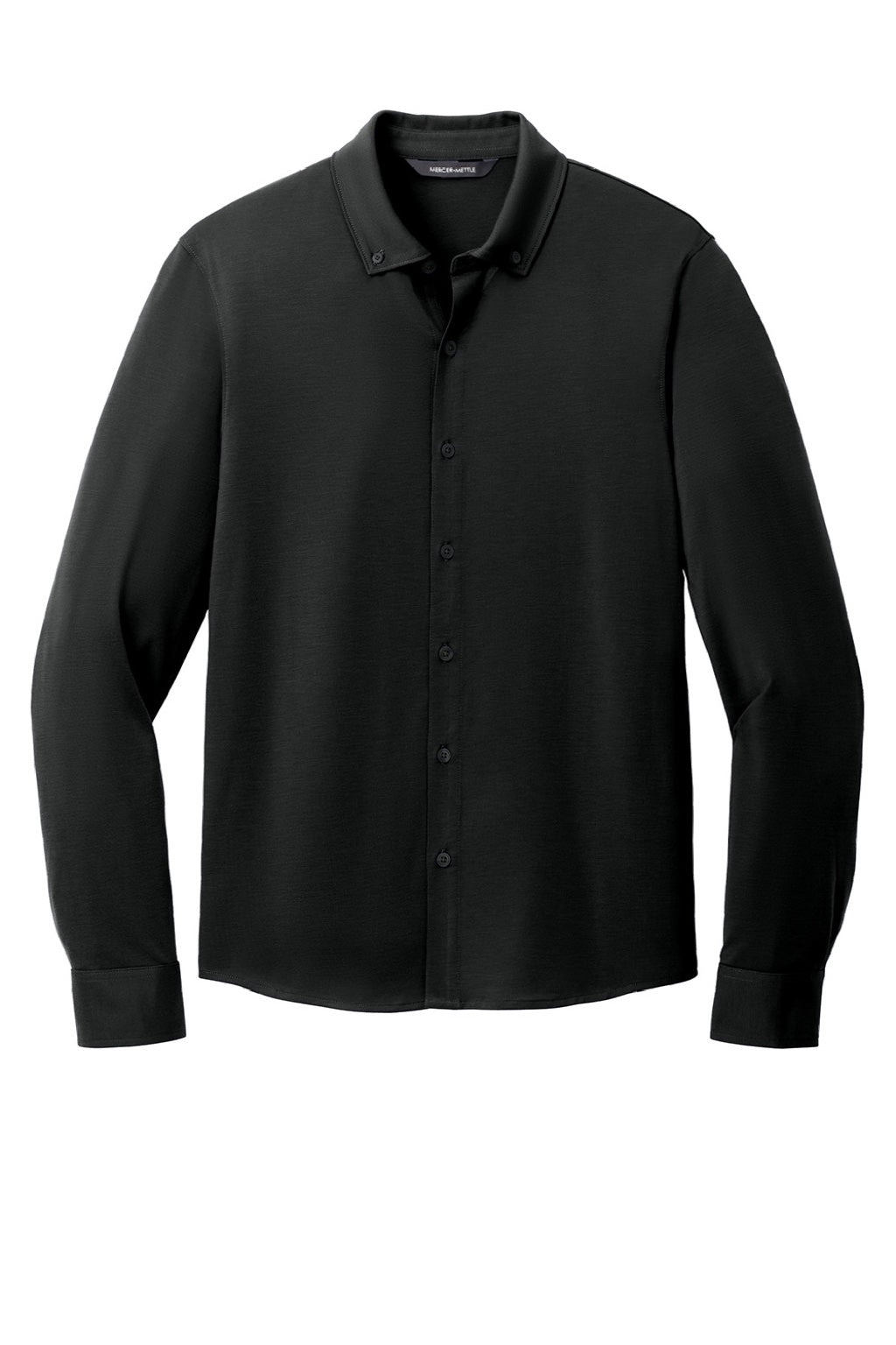 Mercer+Mettle MM1018 Mens Moisture Wicking Long Sleeve Button Down Shirt Deep Black Flat Front
