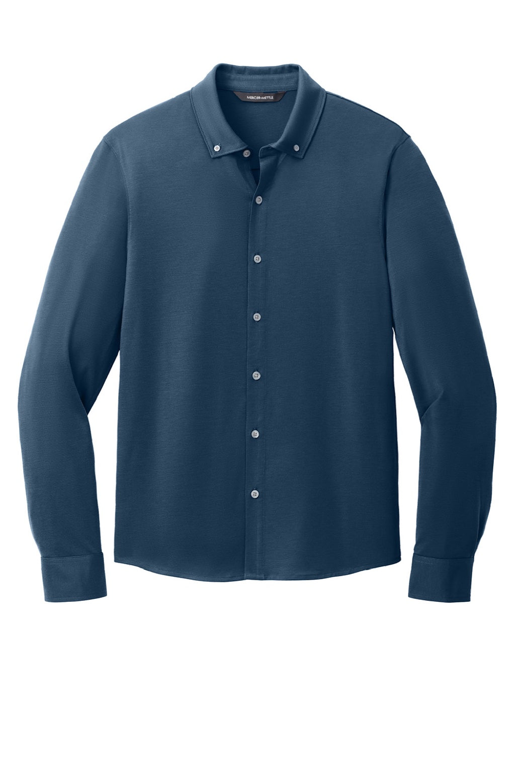 Mercer+Mettle MM1018 Mens Moisture Wicking Long Sleeve Button Down Shirt Insignia Blue Flat Front