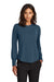 Mercer+Mettle MM1019 Womens Moisture Wicking Stretch Jersey Long Sleeve Blouson Top Insignia Blue Model Front