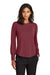 Mercer+Mettle MM1019 Womens Moisture Wicking Stretch Jersey Long Sleeve Blouson Top Rosewood Red Model Front
