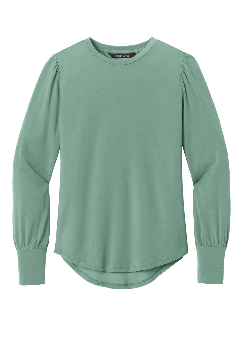 Mercer+Mettle MM1019 Womens Moisture Wicking Stretch Jersey Long Sleeve Blouson Top Sage Green Flat Front