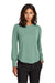Mercer+Mettle MM1019 Womens Moisture Wicking Stretch Jersey Long Sleeve Blouson Top Sage Green Model Front