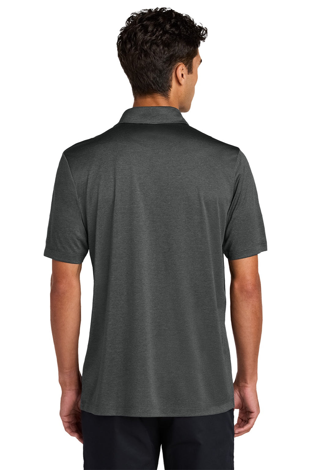 Mercer+Mettle MM1020 Mens Recharge Moisture Wicking Short Sleeve Polo Shirt Heather Anchor Grey Model Back