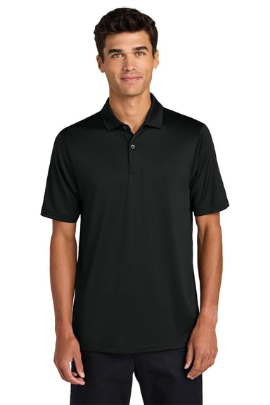 Mercer+Mettle MM1020 Mens Recharge Moisture Wicking Short Sleeve Polo Shirt Deep Black Model Front