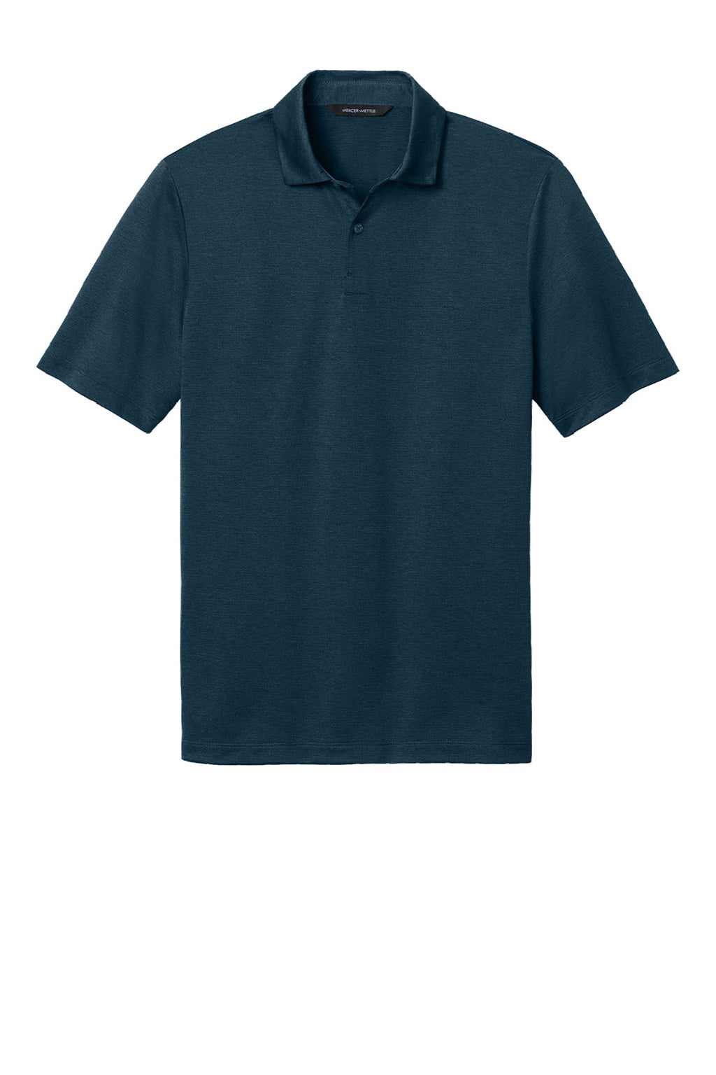 Mercer+Mettle MM1020 Mens Recharge Moisture Wicking Short Sleeve Polo Shirt Heather Insignia Blue Flat Front