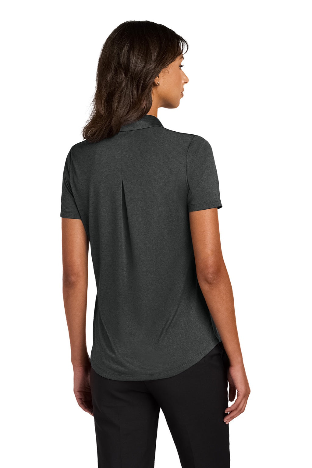 Mercer+Mettle MM1021 Womens Recharge Moisture Wicking Short Sleeve Polo Shirt Heather Anchor Grey Model Back