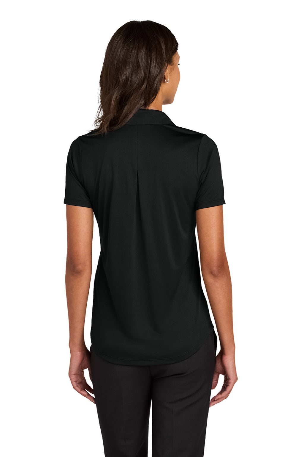 Mercer+Mettle MM1021 Womens Recharge Moisture Wicking Short Sleeve Polo Shirt Deep Black Model Back