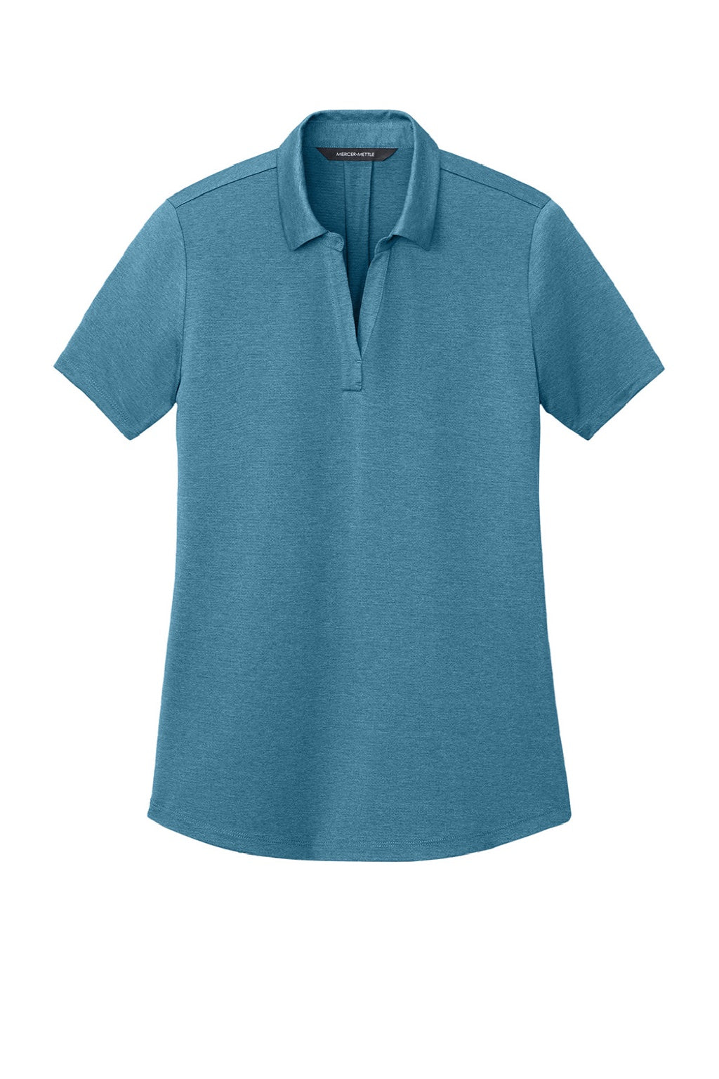 Mercer+Mettle MM1021 Womens Recharge Moisture Wicking Short Sleeve Polo Shirt Heather Harbor Blue Flat Front