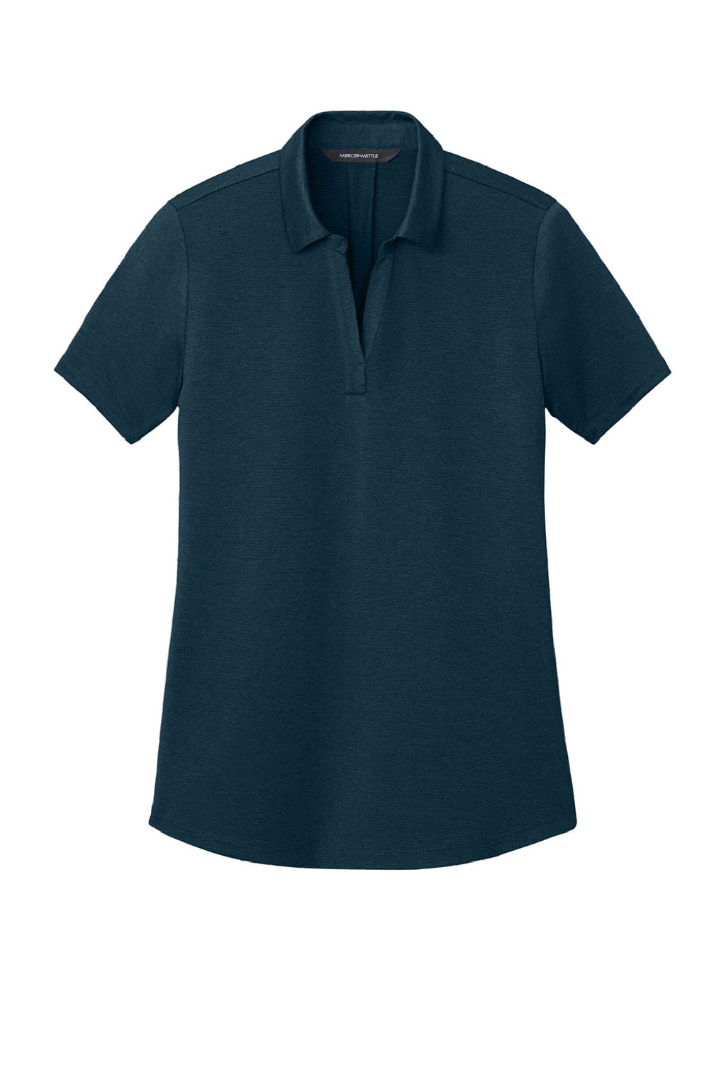 Mercer+Mettle MM1021 Womens Recharge Moisture Wicking Short Sleeve Polo Shirt Heather Insignia Blue Flat Front
