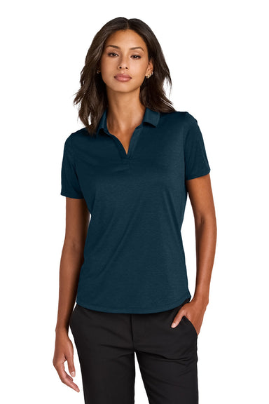 Mercer+Mettle MM1021 Womens Recharge Moisture Wicking Short Sleeve Polo Shirt Heather Insignia Blue Model Front