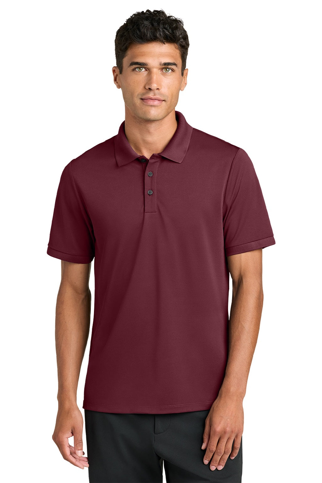 Mercer+Mettle MM1030 Mens Everyday Performance Short Sleeve Polo Shirt Burgundy Model Front