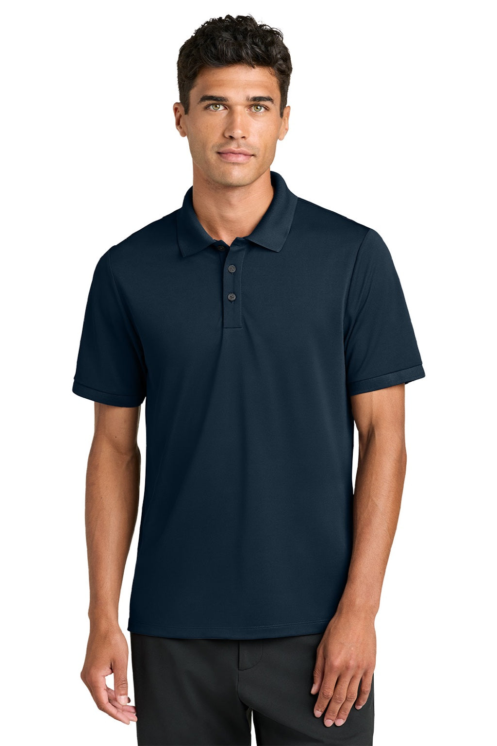 Mercer+Mettle MM1030 Mens Everyday Performance Short Sleeve Polo Shirt Night Navy Blue Model Front