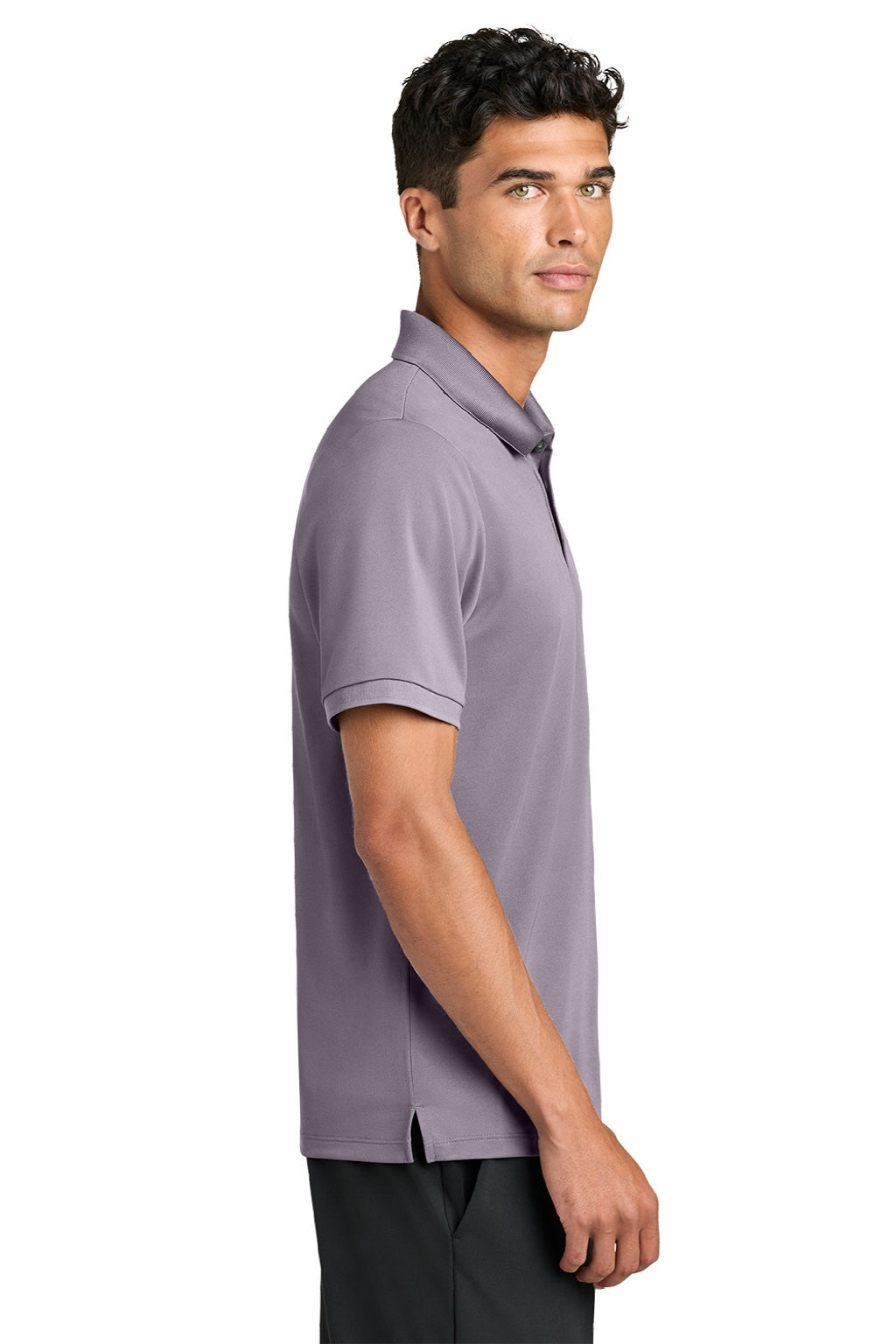 Mercer+Mettle MM1030 Mens Everyday Performance Short Sleeve Polo Shirt Ash Purple Model Side