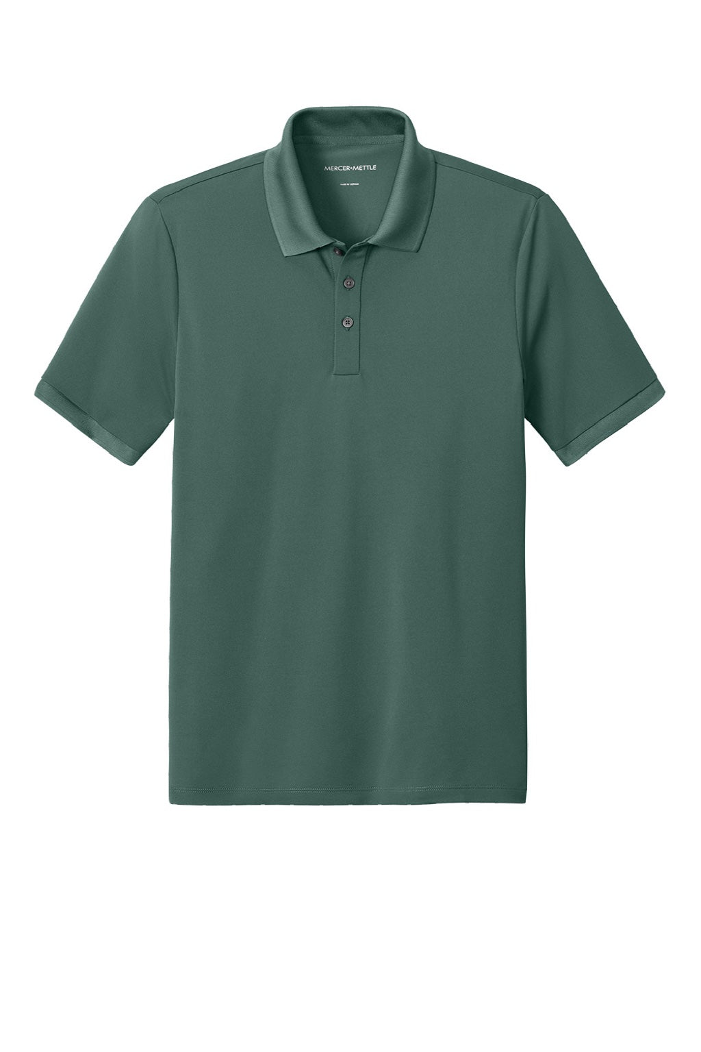 Mercer+Mettle MM1030 Mens Everyday Performance Short Sleeve Polo Shirt Silver Pine Green Flat Front
