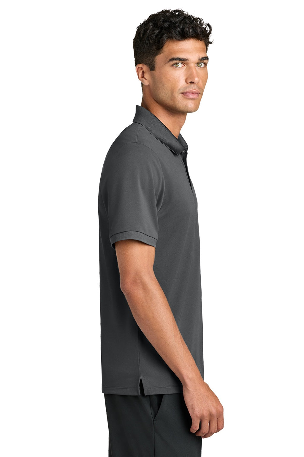 Mercer+Mettle MM1030 Mens Everyday Performance Short Sleeve Polo Shirt Storm Grey Model Side