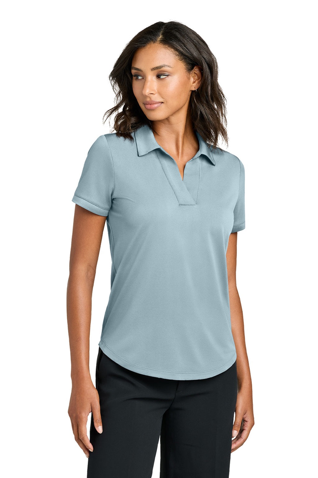 Mercer+Mettle MM1031 Womens Everyday Performance Short Sleeve Polo Shirt Celestial Blue Model Front