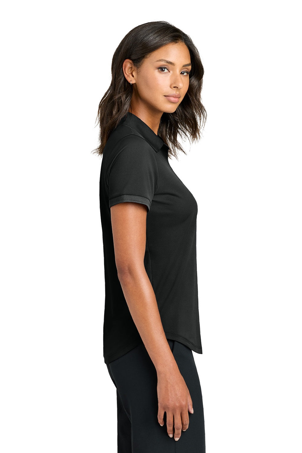 Mercer+Mettle MM1031 Womens Everyday Performance Short Sleeve Polo Shirt Deep Black Model Side
