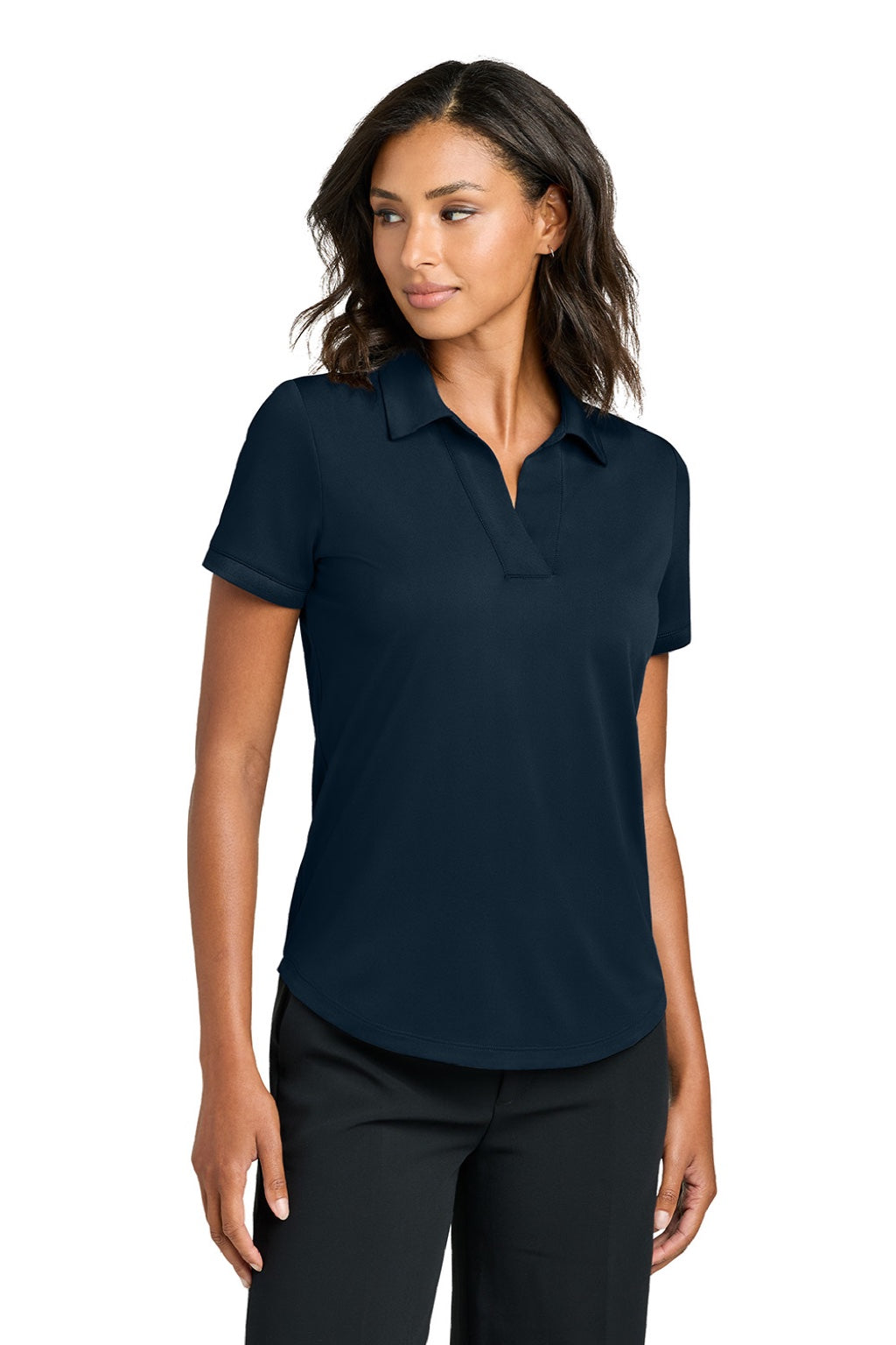 Mercer+Mettle MM1031 Womens Everyday Performance Short Sleeve Polo Shirt Night Navy Blue Model Front
