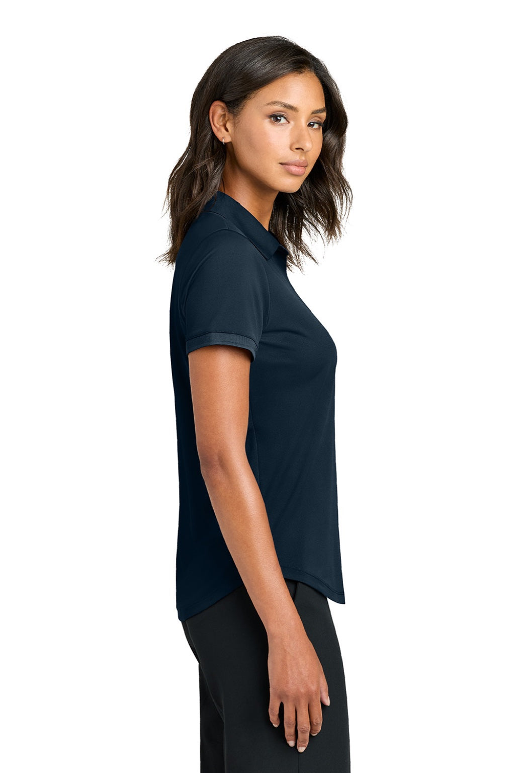 Mercer+Mettle MM1031 Womens Everyday Performance Short Sleeve Polo Shirt Night Navy Blue Model Side