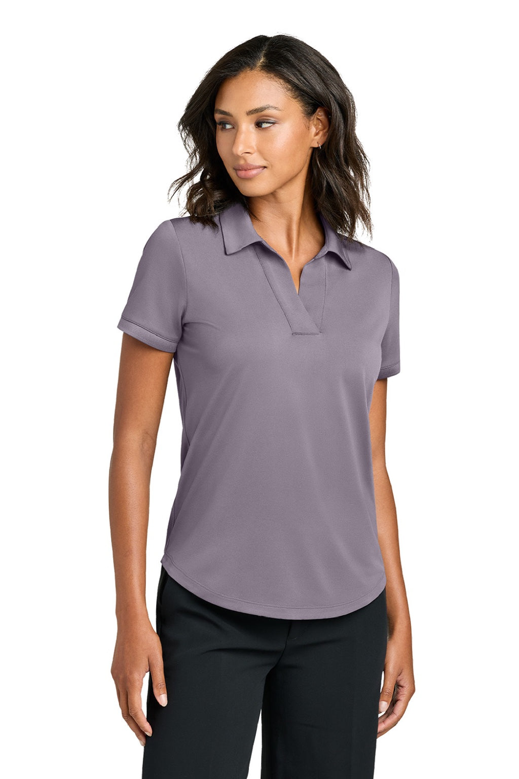 Mercer+Mettle MM1031 Womens Everyday Performance Short Sleeve Polo Shirt Ash Purple Model Front