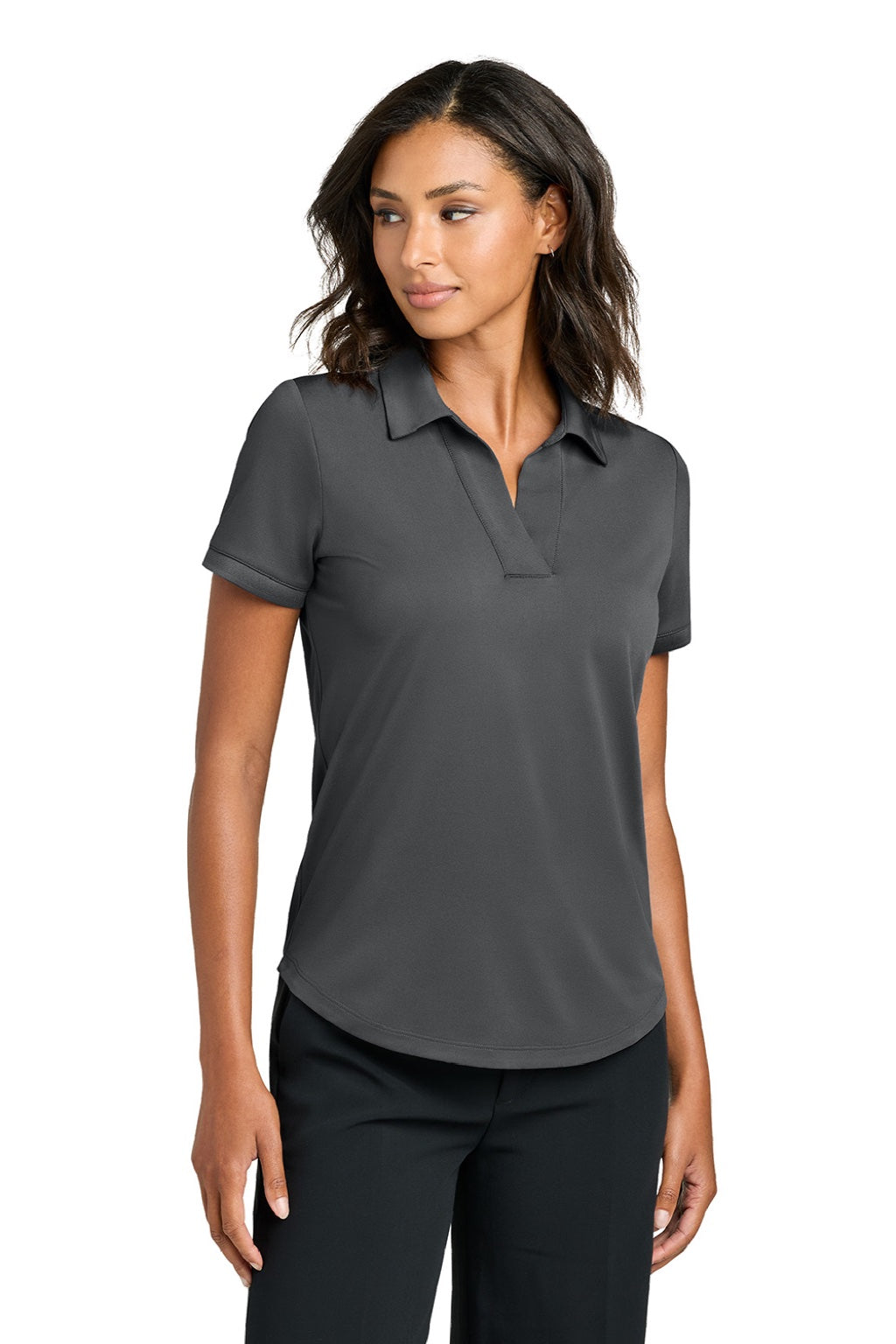 Mercer+Mettle MM1031 Womens Everyday Performance Short Sleeve Polo Shirt Storm Grey Model Front