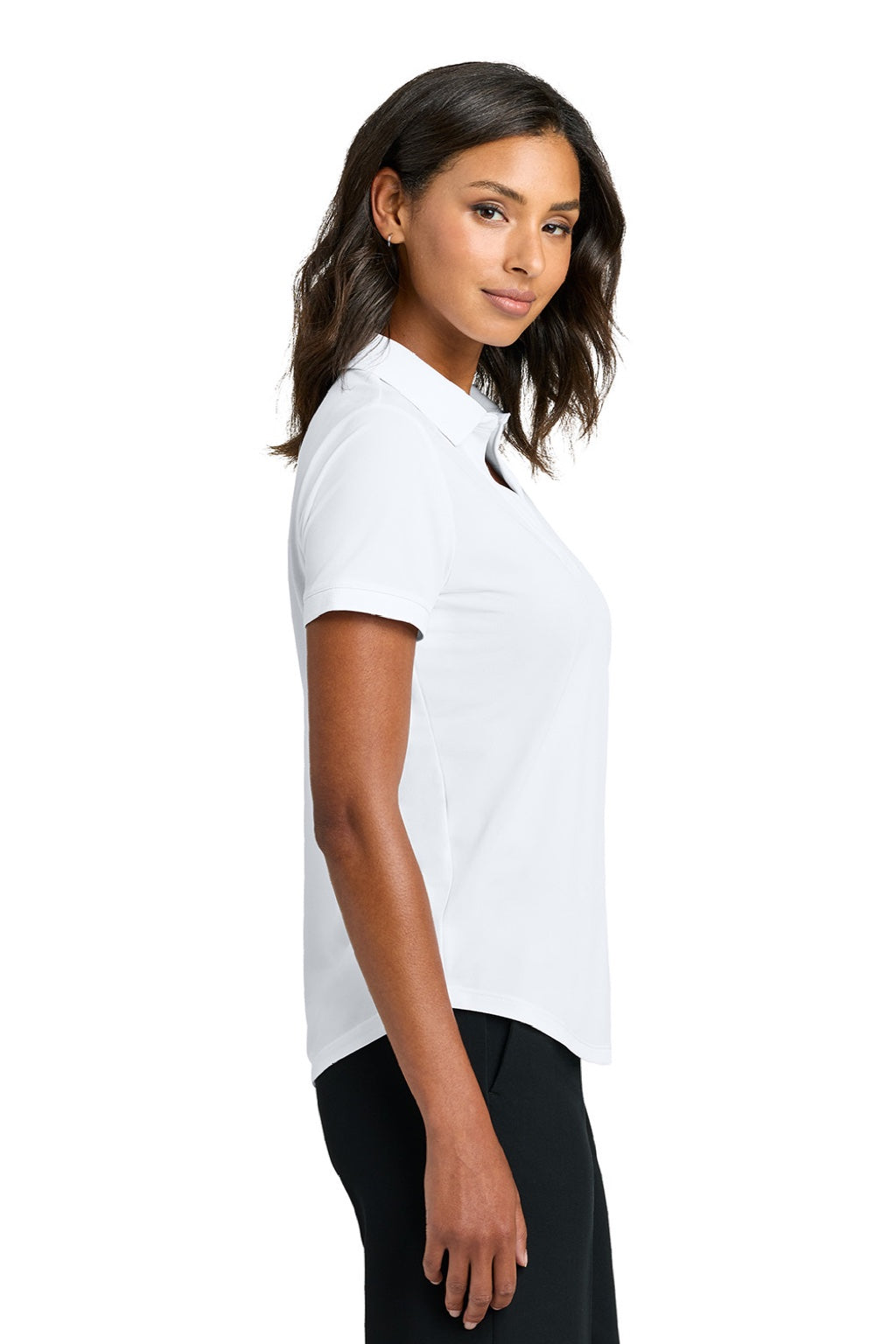 Mercer+Mettle MM1031 Womens Everyday Performance Short Sleeve Polo Shirt White Model Side