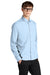 Mercer+Mettle MM2000 Mens Stretch Woven Long Sleeve Button Down Shirt Air Blue Model 3Q