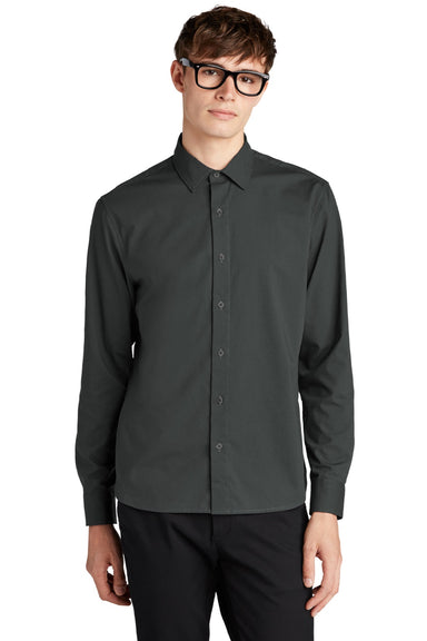 Mercer+Mettle MM2000 Mens Stretch Woven Long Sleeve Button Down Shirt Anchor Grey Model Front