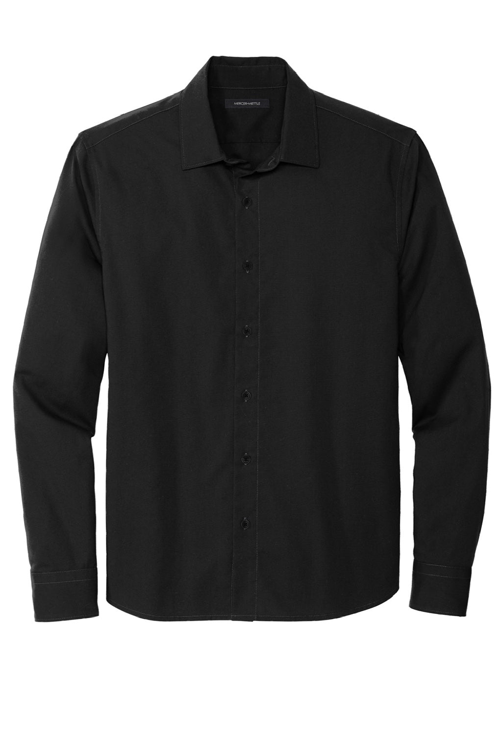 Mercer+Mettle MM2000 Stretch Woven Long Sleeve Button Down Shirt Deep Black Flat Front