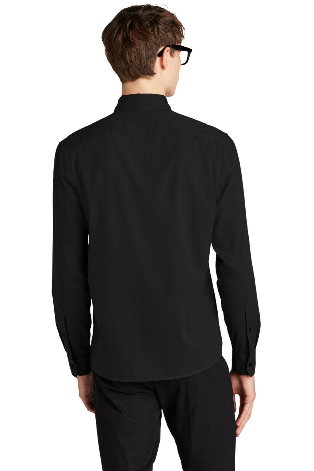 Mercer+Mettle MM2000 Mens Stretch Woven Long Sleeve Button Down Shirt Deep Black Model Back