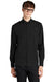 Mercer+Mettle MM2000 Mens Stretch Woven Long Sleeve Button Down Shirt Deep Black Model Front