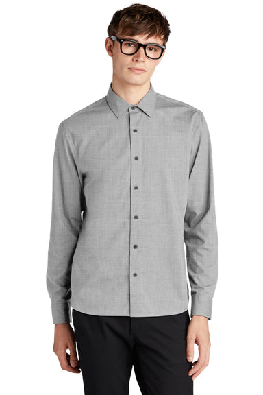 Mercer+Mettle MM2000 Mens Stretch Woven Long Sleeve Button Down Shirt Gusty Grey Model Front