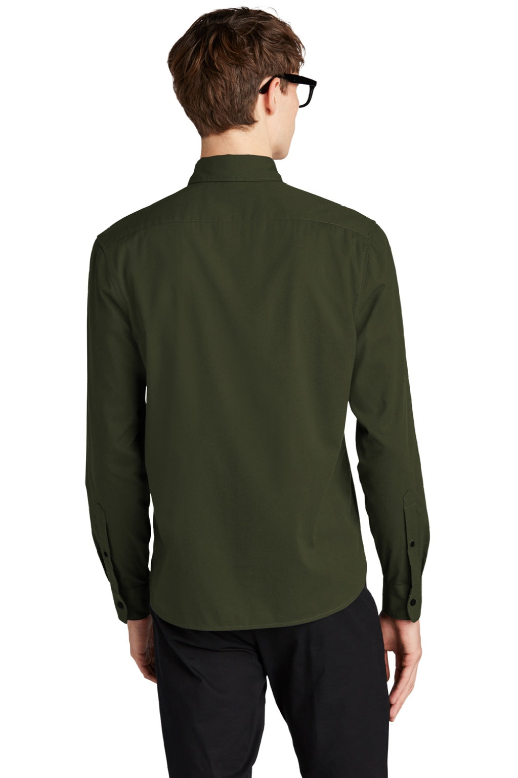 Mercer+Mettle MM2000 Mens Stretch Woven Long Sleeve Button Down Shirt Townsend Green Model Back