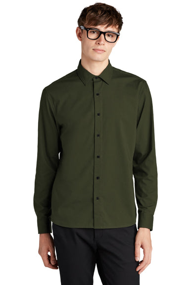 Mercer+Mettle MM2000 Mens Stretch Woven Long Sleeve Button Down Shirt Townsend Green Model Front