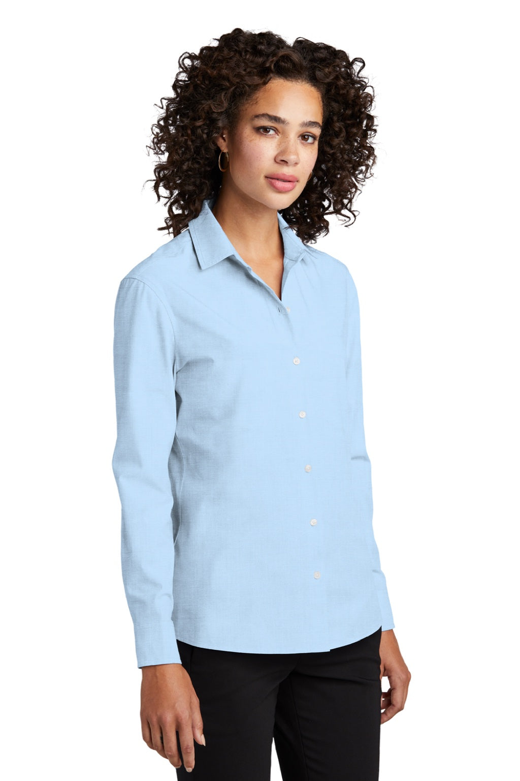 Mercer+Mettle MM2001 Womens Stretch Woven Long Sleeve Button Down Shirt Air Blue Model 3Q