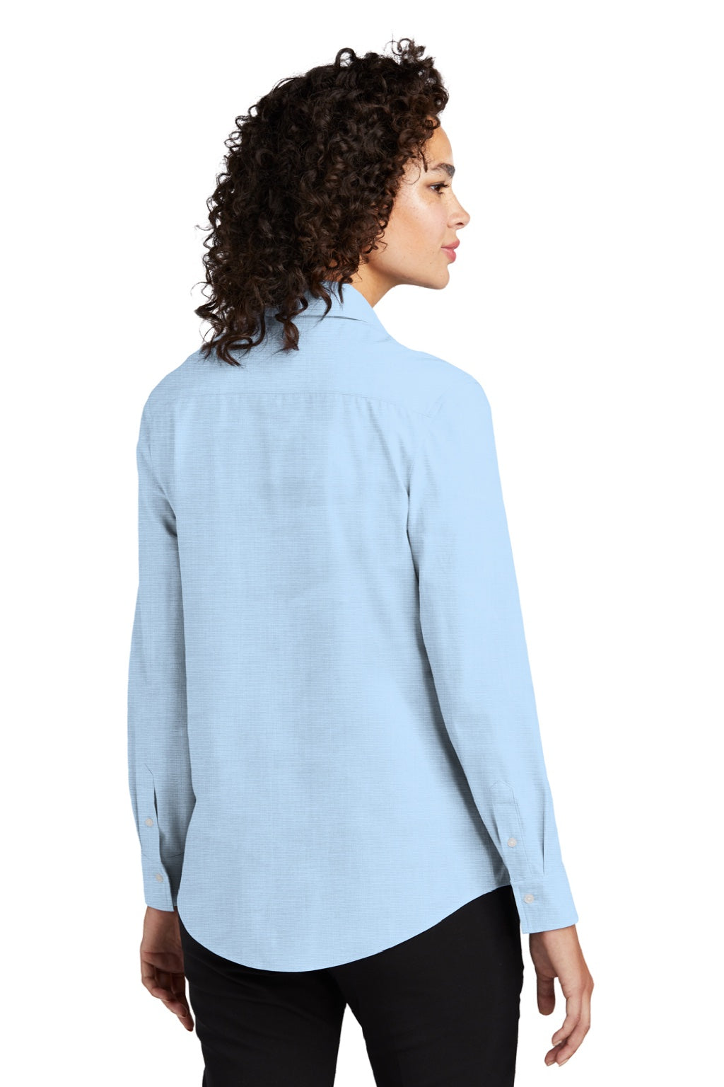 Mercer+Mettle MM2001 Womens Stretch Woven Long Sleeve Button Down Shirt Air Blue Model Back