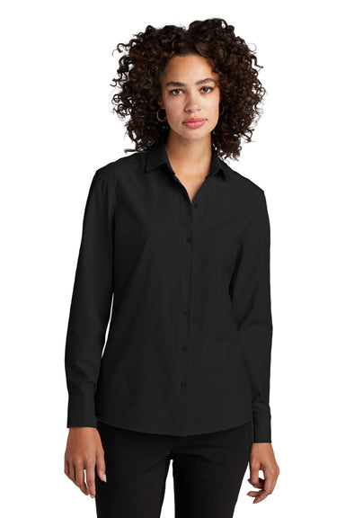 Mercer+Mettle MM2001 Womens Stretch Woven Long Sleeve Button Down Shirt Deep Black Model Front