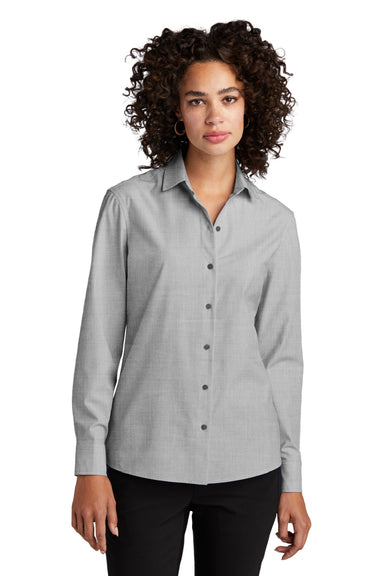 Mercer+Mettle MM2001 Womens Stretch Woven Long Sleeve Button Down Shirt Gusty Grey Model Front