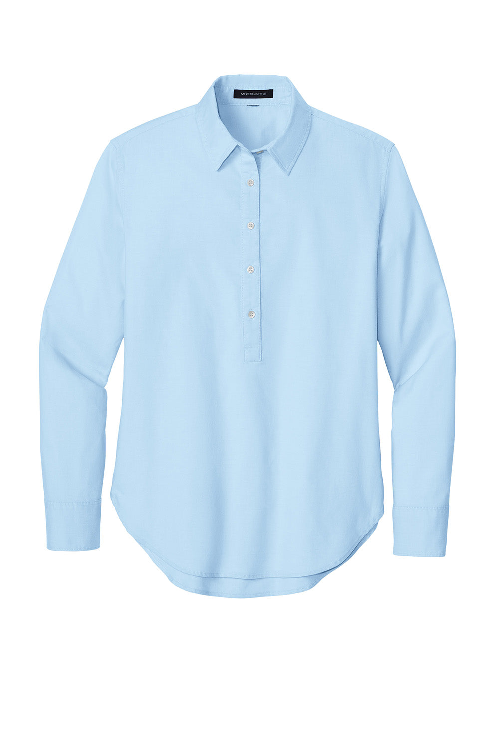 Mercer+Mettle MM2003 Womens Modern Oxford Long Sleeve Button Down Shirt Light Blue Flat Front