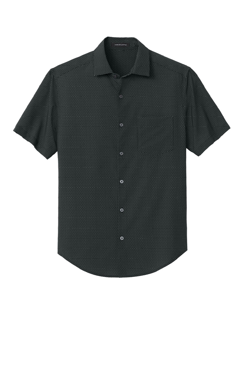 Mercer+Mettle MM2006 Mens UV Capital Tech Moisture Wicking Short Sleeve Button Down Shirt w/ Pocket Deep Black Triangle Print Flat Front