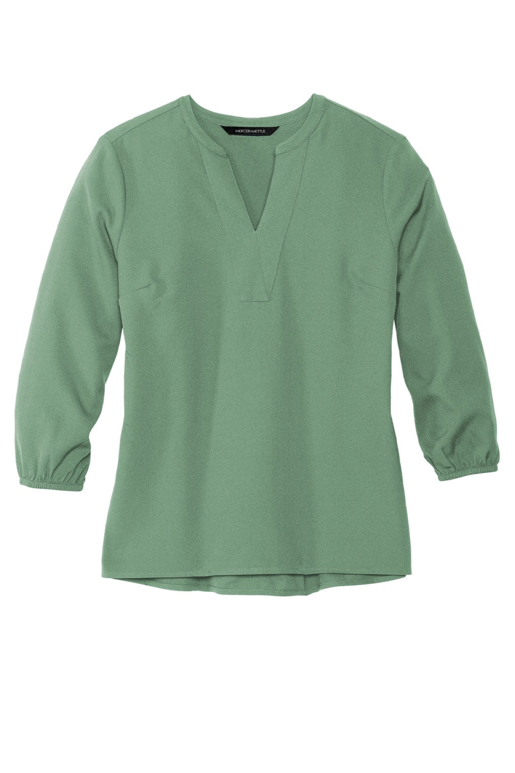Mercer+Mettle MM2011 Womens Stretch Crepe 3/4 Sleeve Polo Shirt Sage Green Flat Front