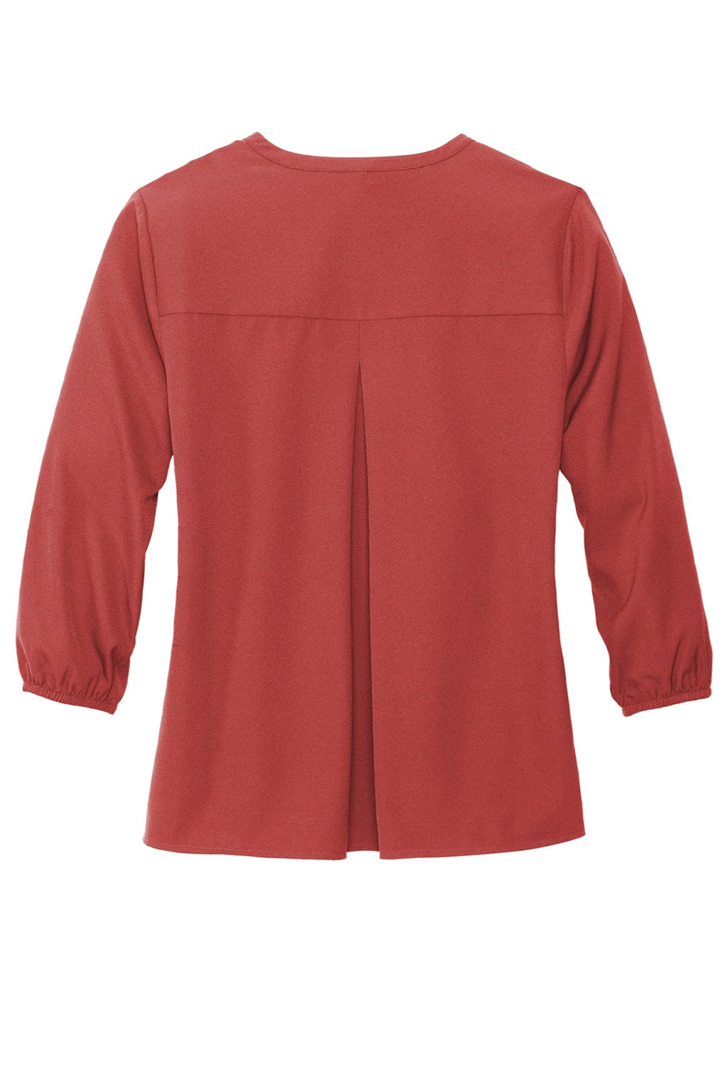 Mercer+Mettle MM2011 Womens Stretch Crepe 3/4 Sleeve Polo Shirt Terracotta Red Flat Back