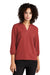Mercer+Mettle MM2011 Womens Stretch Crepe 3/4 Sleeve Polo Shirt Terracotta Red Model Front