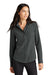 Mercer+Mettle MM2013 Womens Stretch Crepe Long Sleeve Button Down Shirt w/ Double Pockets Anchor Grey Model Front