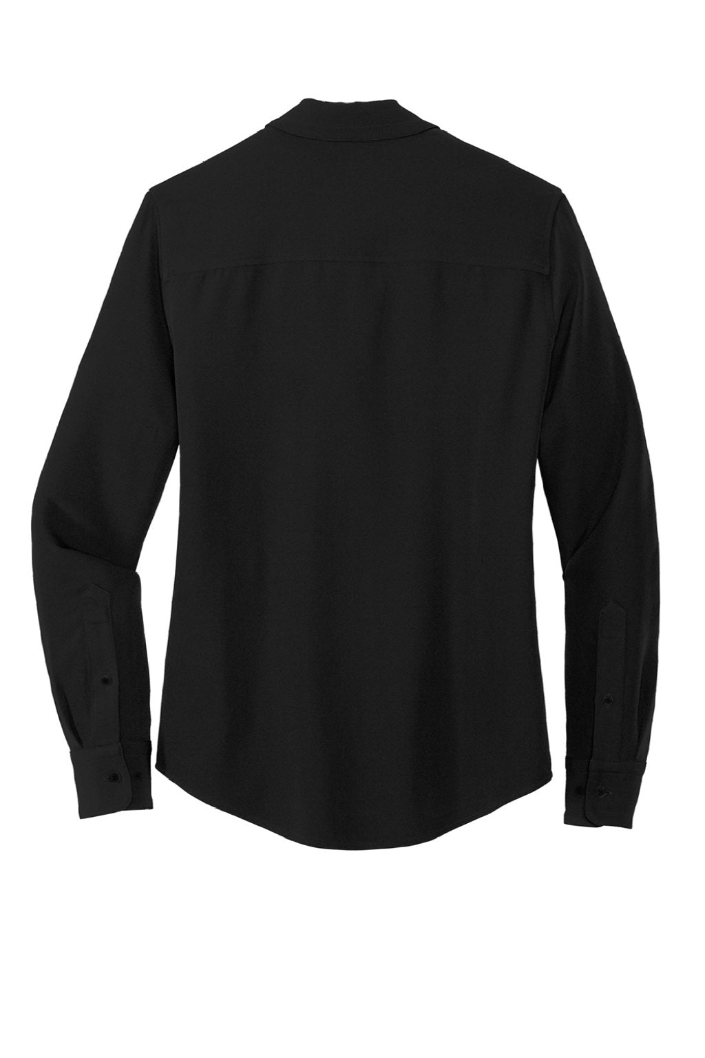 Mercer+Mettle MM2013 Stretch Crepe Long Sleeve Button Down Shirt w/ Double Pockets Deep Black Flat Back