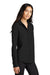 Mercer+Mettle MM2013 Womens Stretch Crepe Long Sleeve Button Down Shirt w/ Double Pockets Deep Black Model 3Q