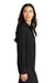 Mercer+Mettle MM2013 Womens Stretch Crepe Long Sleeve Button Down Shirt w/ Double Pockets Deep Black Model Side