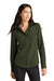 Mercer+Mettle MM2013 Womens Stretch Crepe Long Sleeve Button Down Shirt w/ Double Pockets Townsend Green Model Front